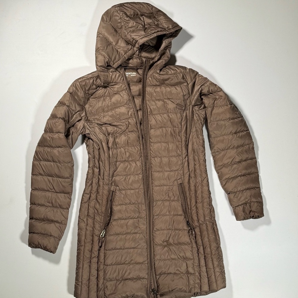 Brown Hooded Quilted Puffer Coat